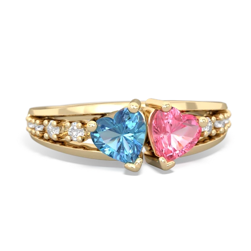 blue topaz-pink sapphire modern ring