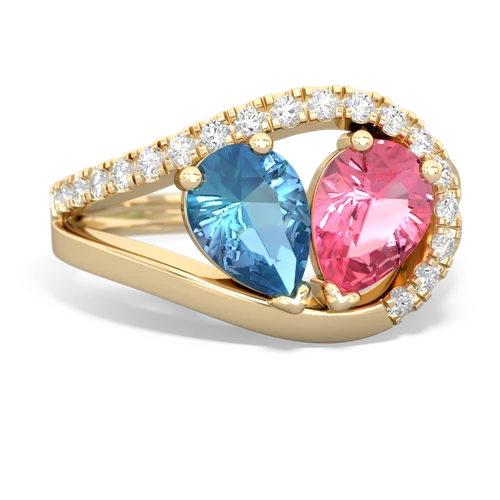 blue topaz-pink sapphire pave heart ring