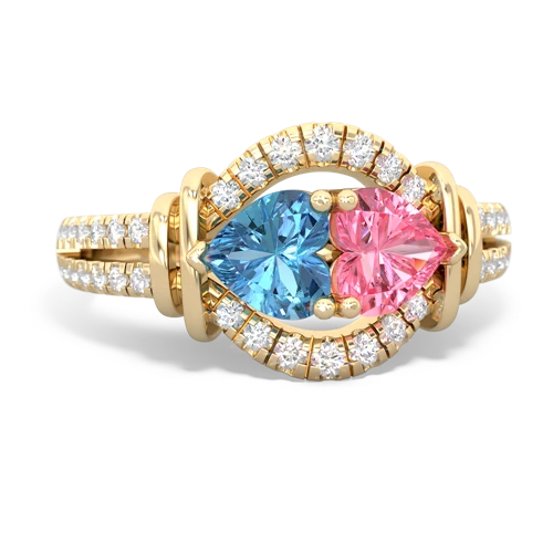 blue topaz-pink sapphire pave keepsake ring