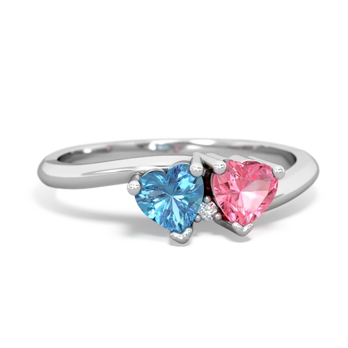 blue topaz-pink sapphire sweethearts promise ring