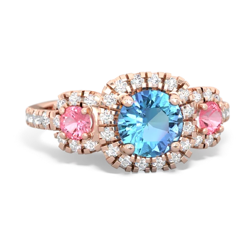 Blue Topaz Genuine Swiss Blue Topaz with Lab Created Pink Sapphire and Lab Created Alexandrite Regal Halo ring Ring