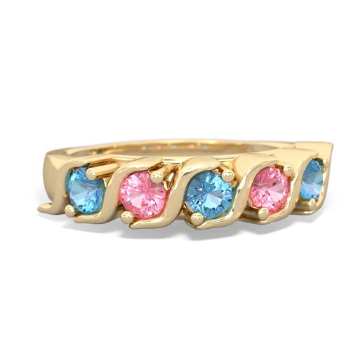 blue topaz-pink sapphire timeless ring