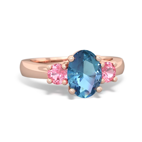 blue topaz-pink sapphire timeless ring