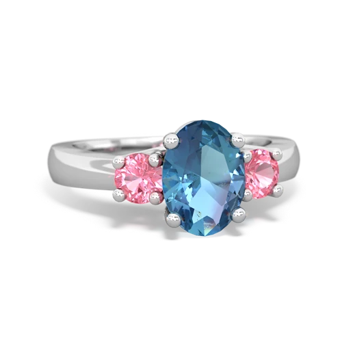 blue topaz-pink sapphire timeless ring