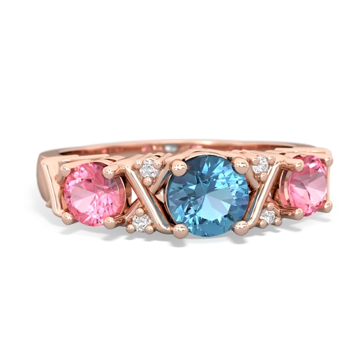 blue topaz-pink sapphire timeless ring