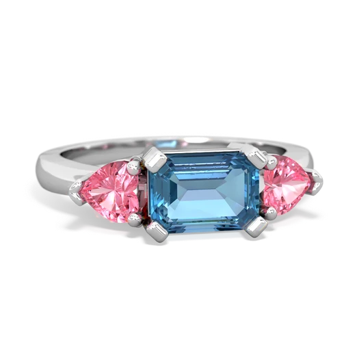 blue topaz-pink sapphire timeless ring