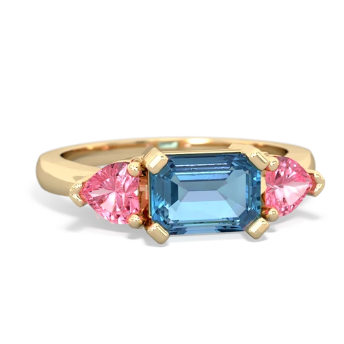 blue topaz-pink sapphire timeless ring