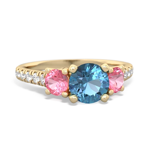 blue topaz-pink sapphire trellis pave ring