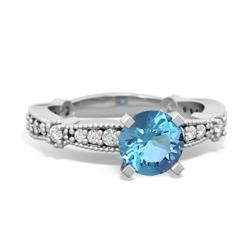 blue topaz antique engagement ring