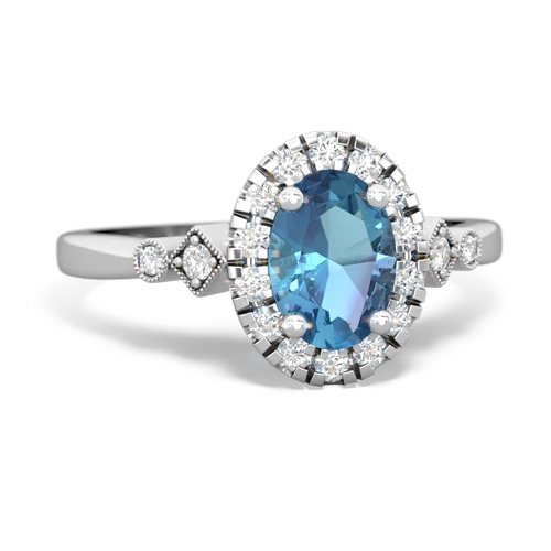Blue Topaz Antique-style Halo Genuine Swiss Blue Topaz ring Ring