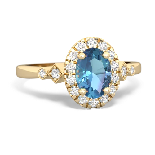 Blue Topaz Antique-style Halo Genuine Swiss Blue Topaz ring Ring