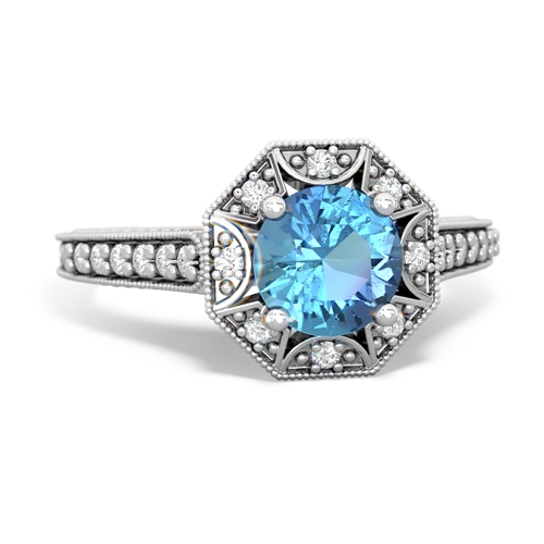 blue topaz antique hexagon ring