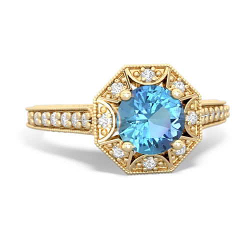 blue topaz antique hexagon ring