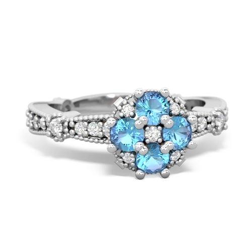 Blue Topaz Milgrain Antique Style Genuine Swiss Blue Topaz ring Ring