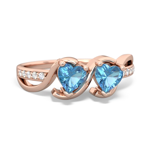 blue topaz double heart ring