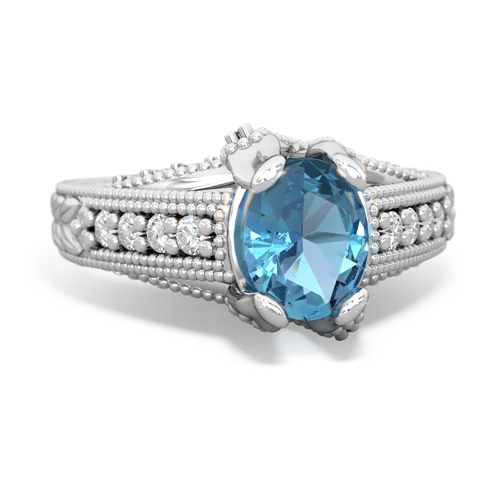 Blue Topaz Antique Style Genuine Swiss Blue Topaz ring Ring