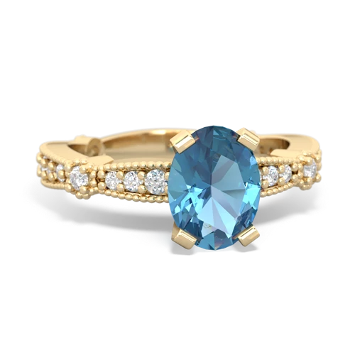 Blue Topaz Milgrain Antique Style Genuine Swiss Blue Topaz ring Ring