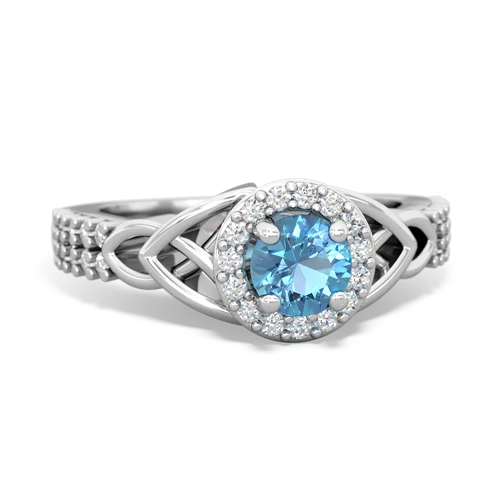 Blue Topaz Celtic Knot Halo Genuine Swiss Blue Topaz ring Ring