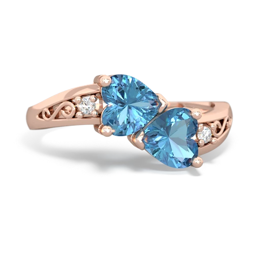Blue Topaz Snuggling Hearts Genuine Swiss Blue Topaz ring Ring
