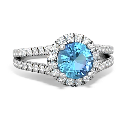 Blue Topaz Pave Halo Genuine Swiss Blue Topaz ring Ring