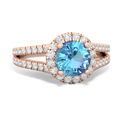 blue topaz halo pave ring