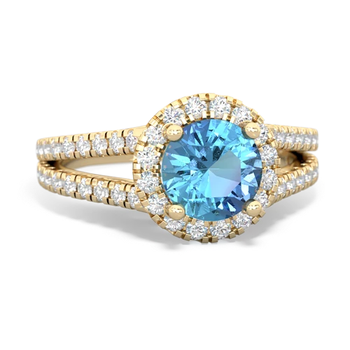 blue topaz halo pave ring