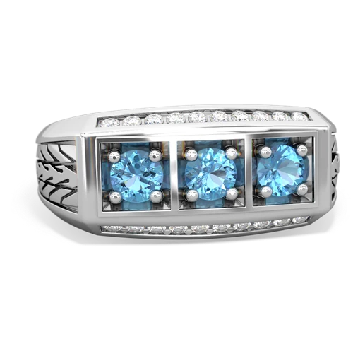 blue topaz three stone ring