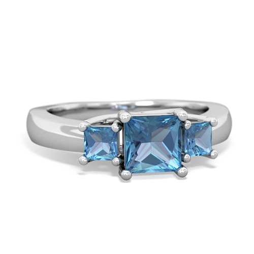 Blue Topaz Genuine Swiss Blue Topaz with  and  Three Stone Trellis ring Ring