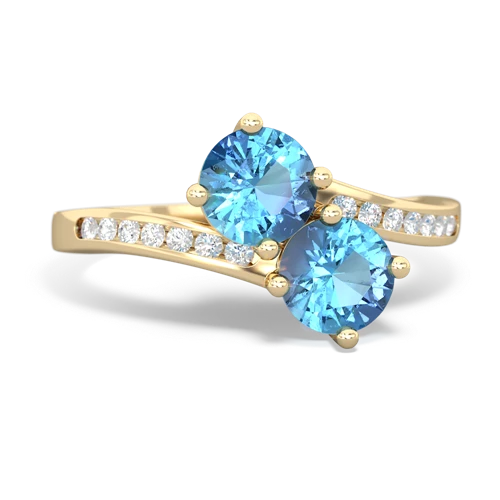 blue topaz two stone channel ring