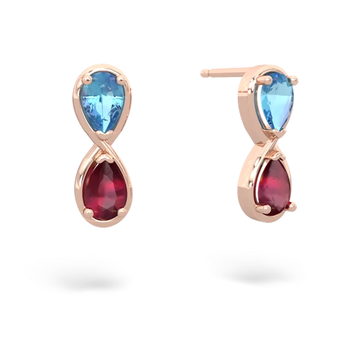 blue topaz-ruby infinity earrings