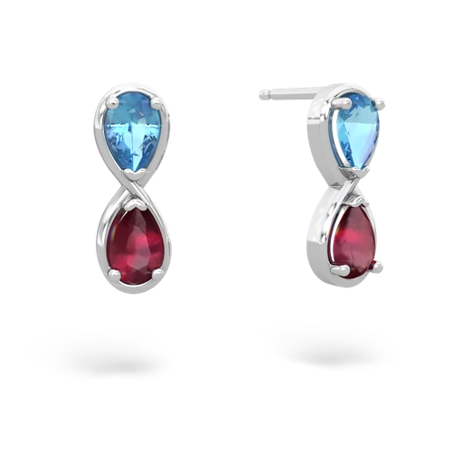 blue topaz-ruby infinity earrings