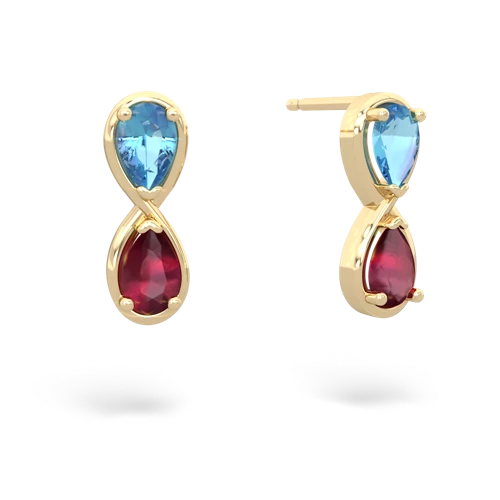blue topaz-ruby infinity earrings