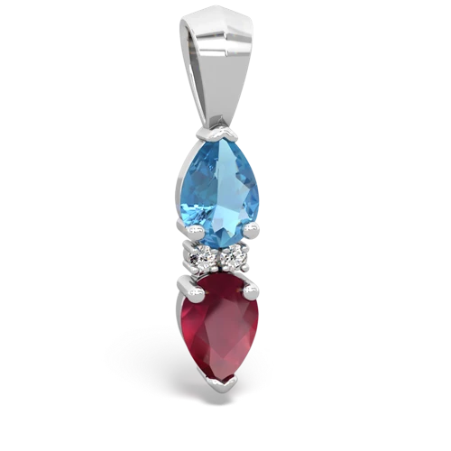 blue topaz-ruby bowtie pendant