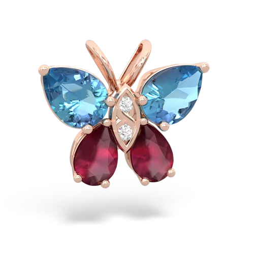 blue topaz-ruby butterfly pendant