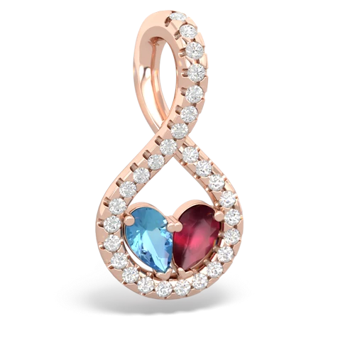 blue topaz-ruby pave twist pendant