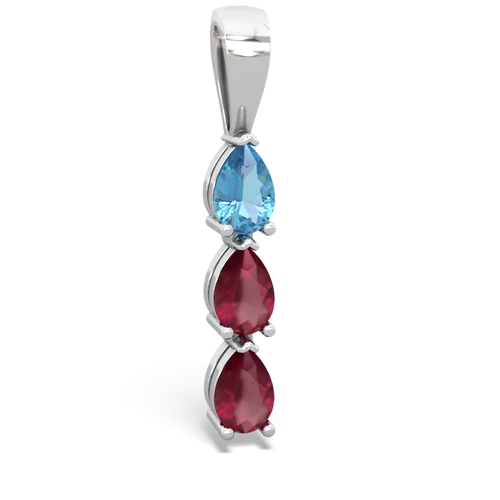 blue topaz-ruby three stone pendant