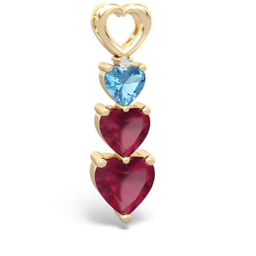 Blue Topaz Genuine Swiss Blue Topaz with Genuine Ruby and Lab Created Pink Sapphire Past Present Future pendant Pendant