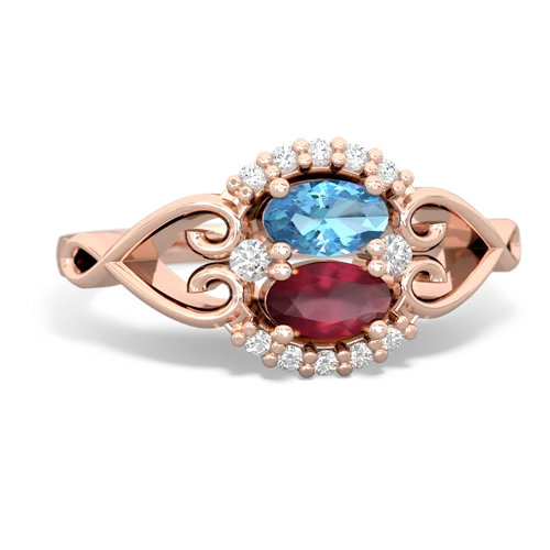 blue topaz-ruby antique keepsake ring