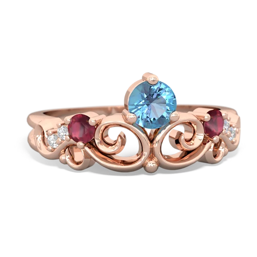 Blue Topaz Genuine Swiss Blue Topaz with Genuine Ruby and Lab Created Pink Sapphire Crown Keepsake ring Ring