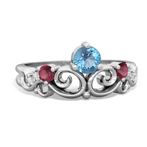 blue topaz-ruby crown keepsake ring