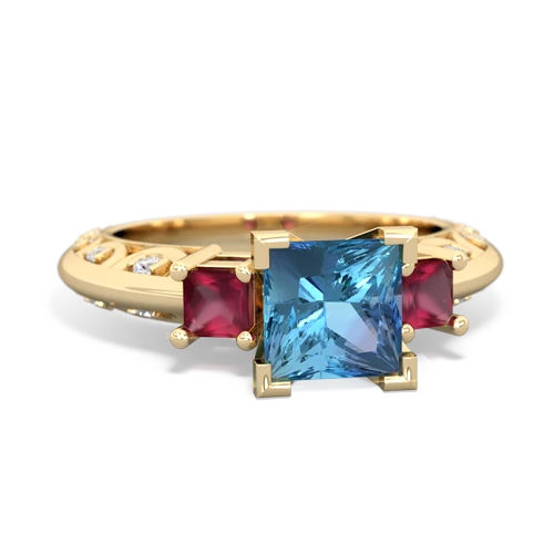 blue topaz-ruby engagement ring