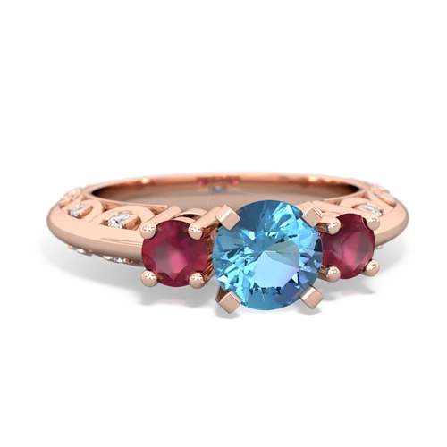 blue topaz-ruby engagement ring