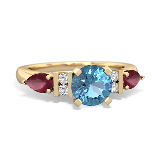 Blue Topaz Genuine Swiss Blue Topaz with Genuine Ruby and Lab Created Alexandrite Engagement ring Ring