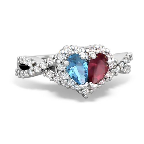 blue topaz-ruby engagement ring