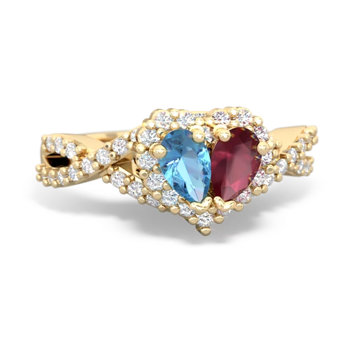 blue topaz-ruby engagement ring