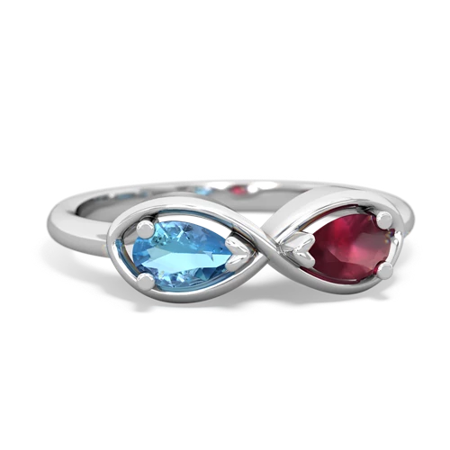 blue topaz-ruby infinity ring