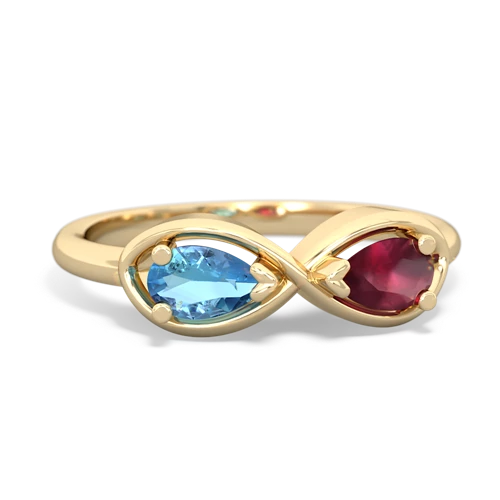 blue topaz-ruby infinity ring