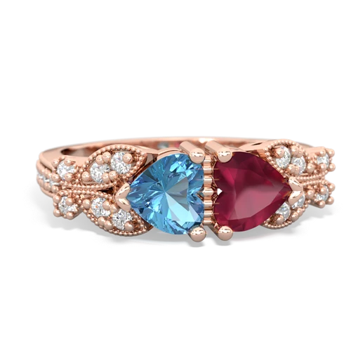 blue topaz-ruby keepsake butterfly ring