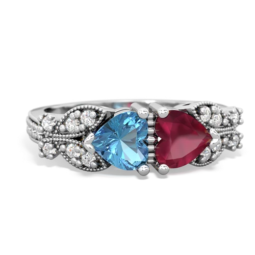 blue topaz-ruby keepsake butterfly ring