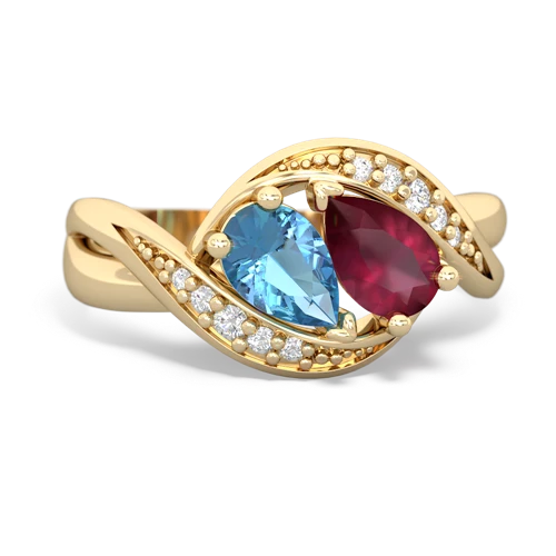 blue topaz-ruby keepsake curls ring